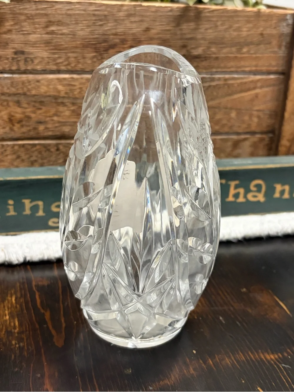 1960’s German Lausitzer Margaret lead Crystal Sunflower Vase